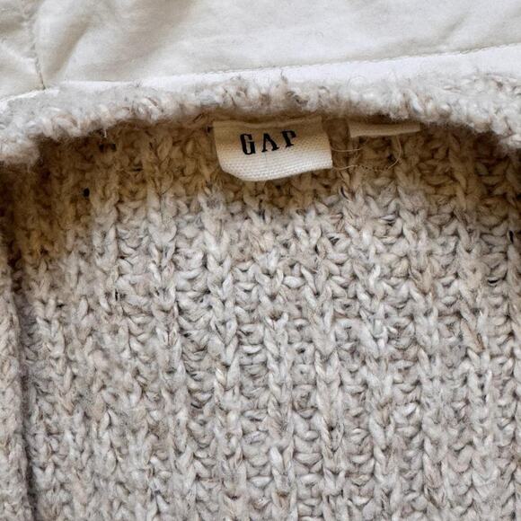 gap Marled white and beige open front knit cardigan size medium coastal boho - Picture 3 of 8